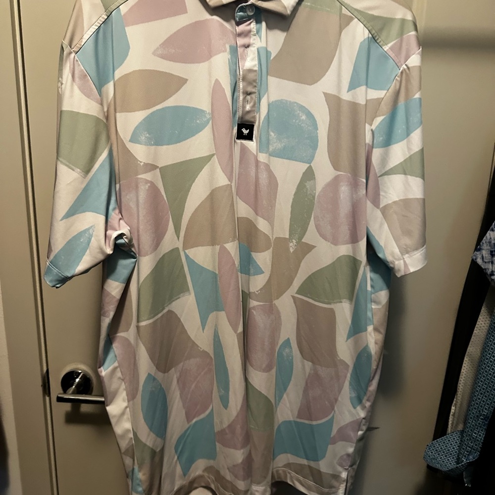 Bad Birdie Vibrant Blue and Green Polo
